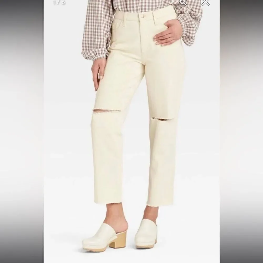 Universal Thread Women's Cream and White Jeans 14